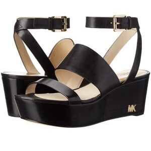 Michael Kors Posey Black Wedge Platform Sandal